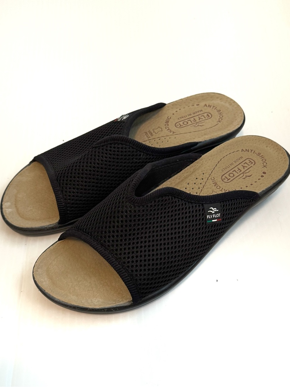 Fly Flot Women's Black Open-Toe Mesh Slide Sandals
